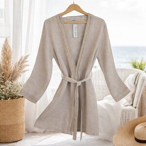 Italian 100% Linen Belted Duster Cardigan Minimalist Coastal Luxury Lungo L’Arno